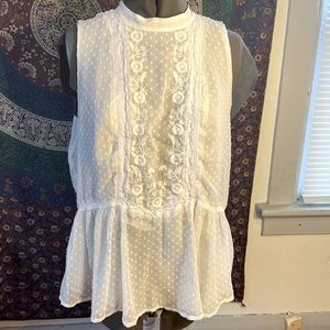 LOFT lace peplum sleeveless top size L